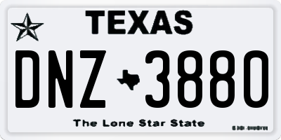TX license plate DNZ3880