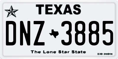 TX license plate DNZ3885