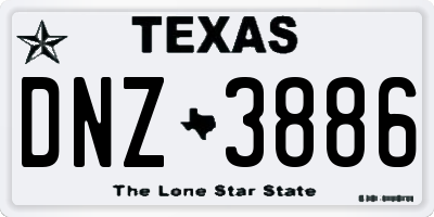 TX license plate DNZ3886