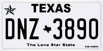 TX license plate DNZ3890