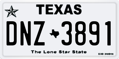 TX license plate DNZ3891
