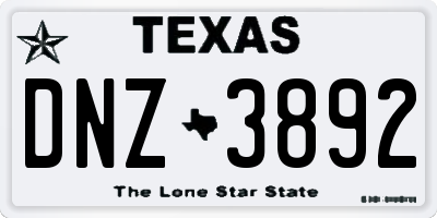 TX license plate DNZ3892