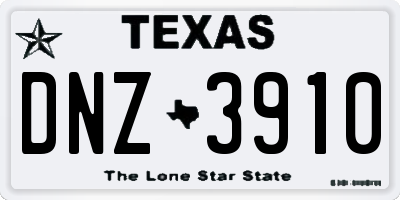 TX license plate DNZ3910