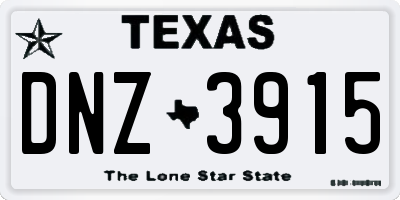TX license plate DNZ3915