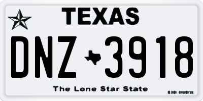 TX license plate DNZ3918
