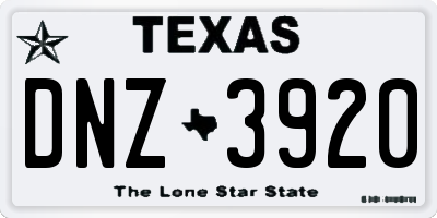 TX license plate DNZ3920