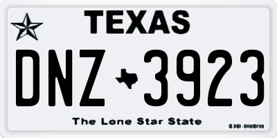 TX license plate DNZ3923