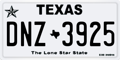 TX license plate DNZ3925