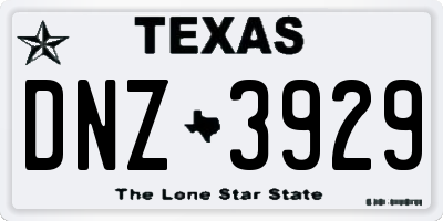 TX license plate DNZ3929
