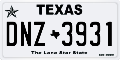 TX license plate DNZ3931