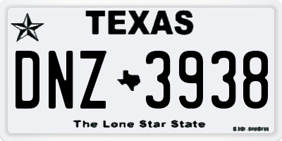 TX license plate DNZ3938
