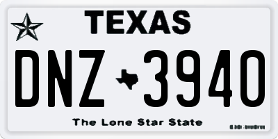 TX license plate DNZ3940