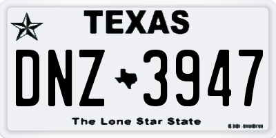 TX license plate DNZ3947