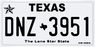 TX license plate DNZ3951