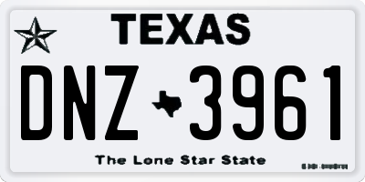 TX license plate DNZ3961