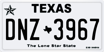 TX license plate DNZ3967