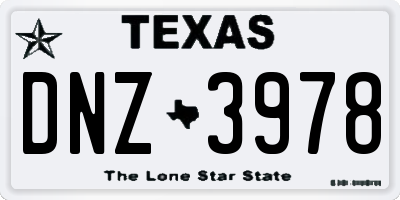 TX license plate DNZ3978