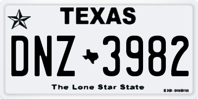 TX license plate DNZ3982