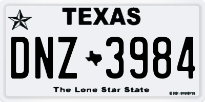 TX license plate DNZ3984