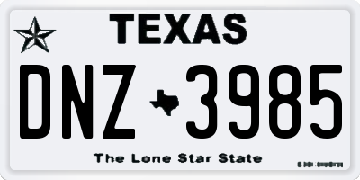 TX license plate DNZ3985