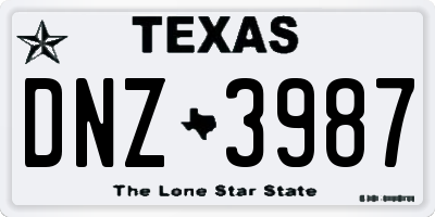 TX license plate DNZ3987