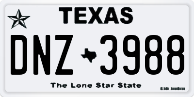 TX license plate DNZ3988