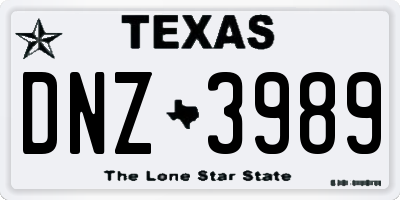 TX license plate DNZ3989