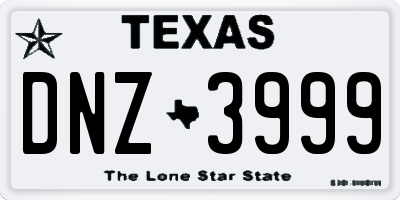 TX license plate DNZ3999