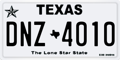 TX license plate DNZ4010