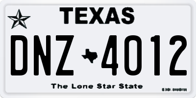 TX license plate DNZ4012