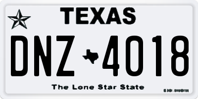 TX license plate DNZ4018