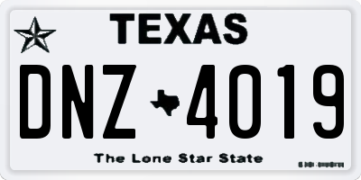 TX license plate DNZ4019