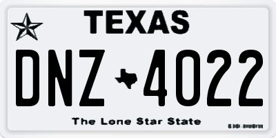 TX license plate DNZ4022