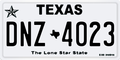TX license plate DNZ4023