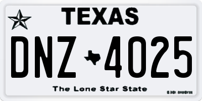 TX license plate DNZ4025