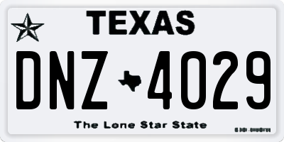 TX license plate DNZ4029