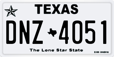 TX license plate DNZ4051