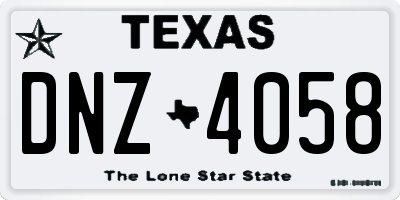 TX license plate DNZ4058