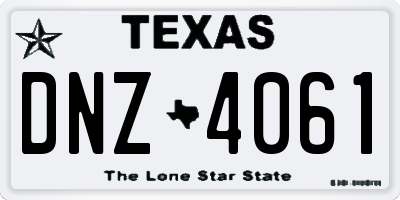 TX license plate DNZ4061