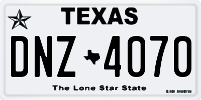 TX license plate DNZ4070