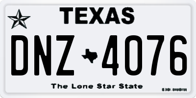 TX license plate DNZ4076