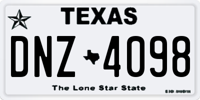 TX license plate DNZ4098