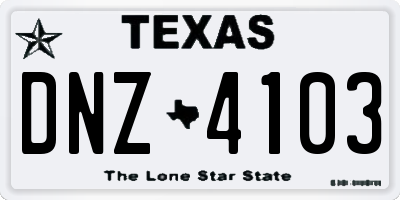 TX license plate DNZ4103