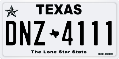TX license plate DNZ4111