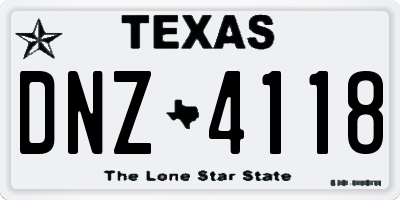 TX license plate DNZ4118
