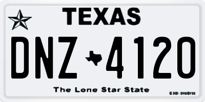 TX license plate DNZ4120