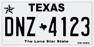 TX license plate DNZ4123