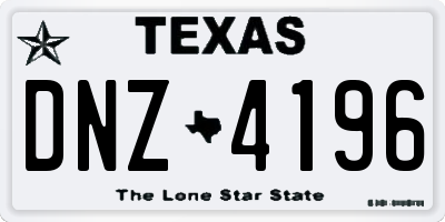 TX license plate DNZ4196