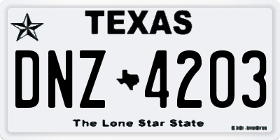 TX license plate DNZ4203