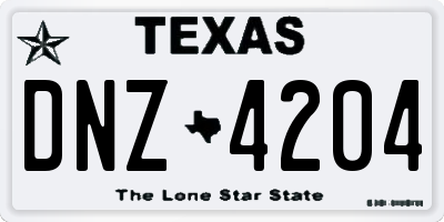 TX license plate DNZ4204
